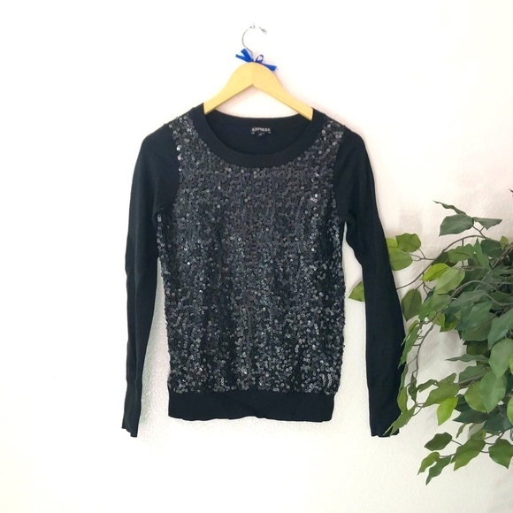 Express Sequin Front Sweater - Picture 1 of 8